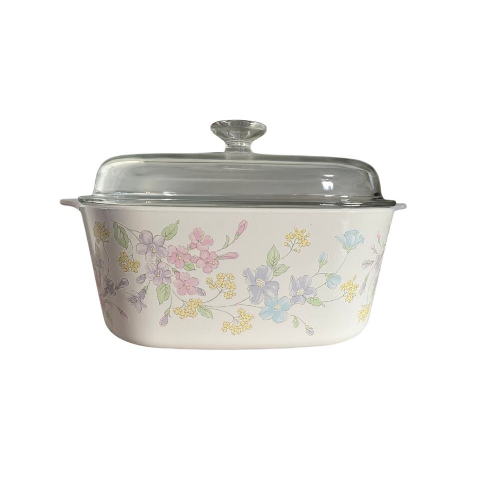 Vintage Corning Ware Floral Bouquet 5L Casserole Dish A-5-B w Glass Lid